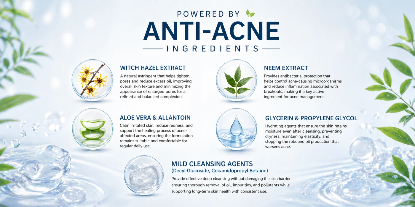 Key ingredients in DSA Anti Acne Face Wash